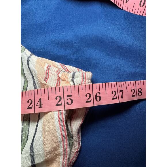 Croft & Barrow striped linen button down sleeveless shirt womens 3X coastal boho - Picture 5 of 7
